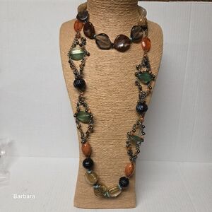 Vtg Boho Tribal Multi-strand Chunky Bead Statement Necklace & Acrylic Necklace